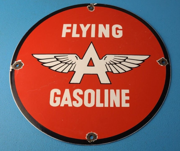 Vintage Flying A Gasoline Sign Porcelain Aviation Service Gas Pump Sign 305670511831