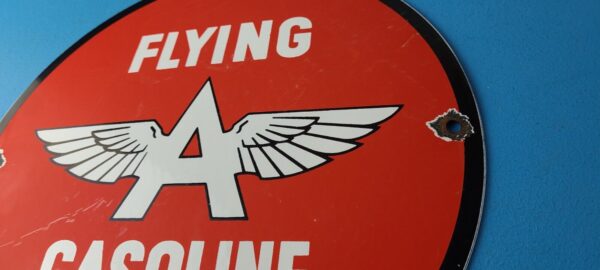 Vintage Flying A Gasoline Sign Porcelain Aviation Service Gas Pump Sign 305670511831 8