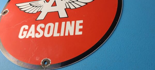 Vintage Flying A Gasoline Sign Porcelain Aviation Service Gas Pump Sign 305670511831 9