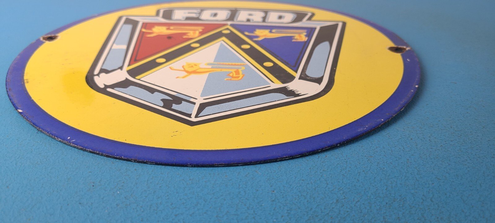 Vintage Ford Motors Sign - Advertising Gas Pump Automotive Porcelain Sign - Image 11