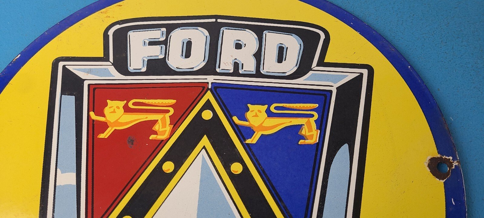 Vintage Ford Motors Sign - Advertising Gas Pump Automotive Porcelain Sign - Image 13