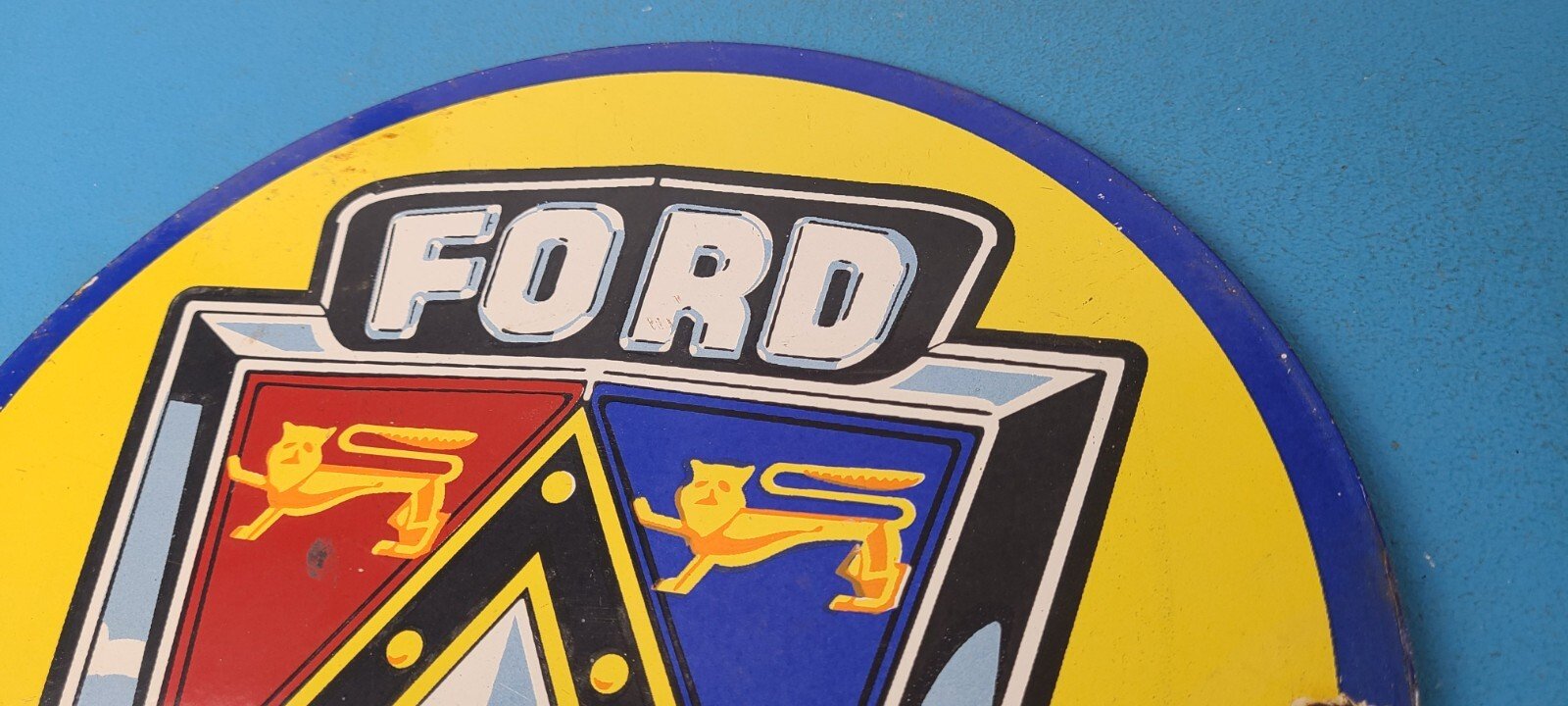 Vintage Ford Motors Sign - Advertising Gas Pump Automotive Porcelain Sign - Image 8