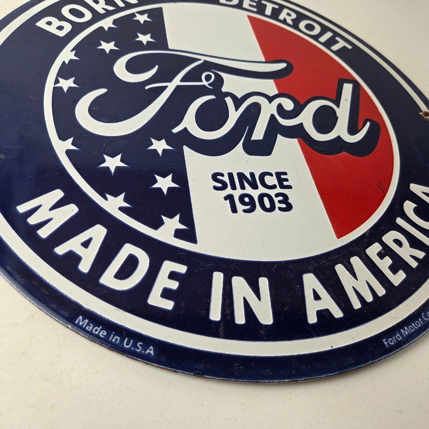 Vintage Ford Motors Sign - Detroit Gas Pump American Automotive Porcelain Sign - Image 11