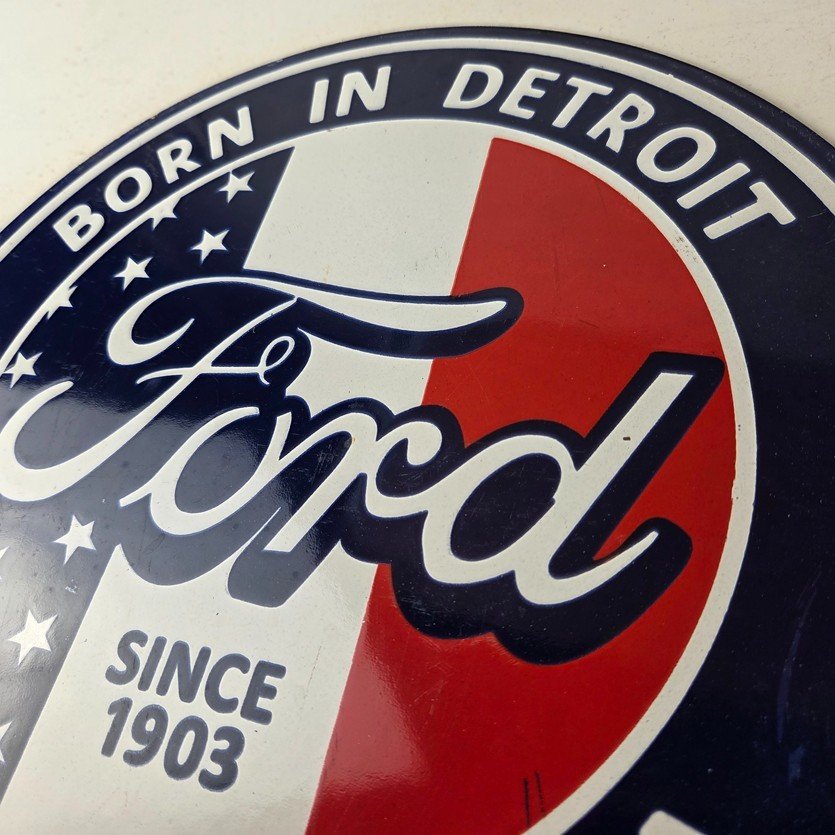 Vintage Ford Motors Sign - Detroit Gas Pump American Automotive Porcelain Sign - Image 12