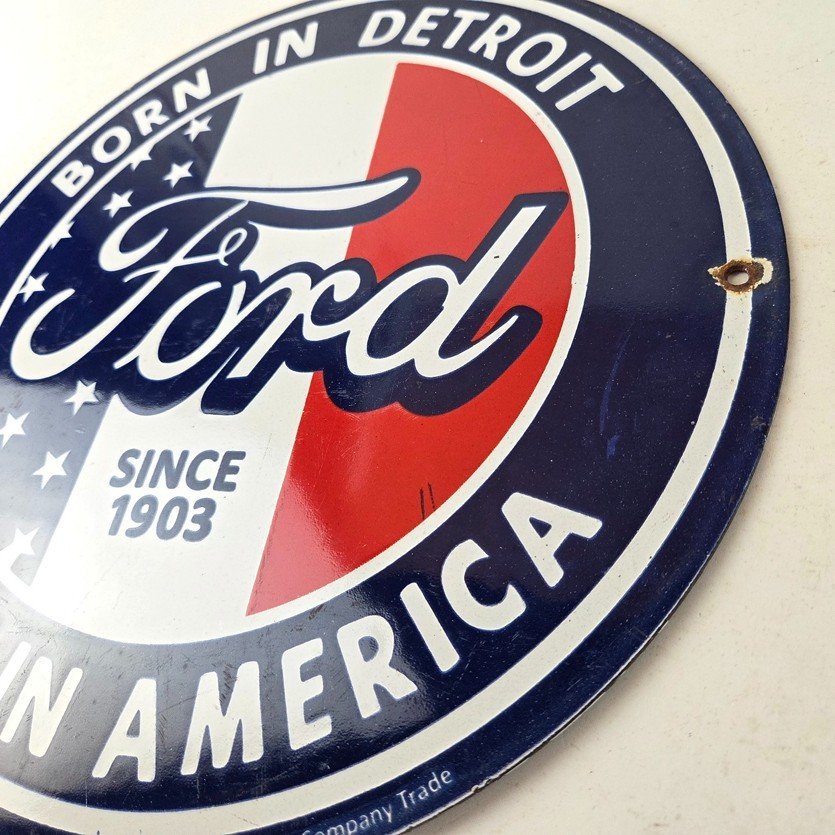 Vintage Ford Motors Sign - Detroit Gas Pump American Automotive Porcelain Sign - Image 13