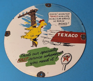 Vintage Gasoline Porcelain Sign Texaco Gas Chicken Ad Filling Station Oil Sign 305848721981