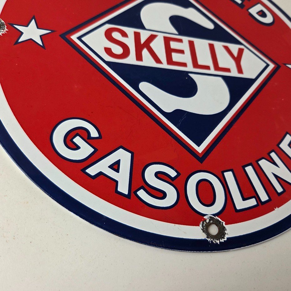Vintage Gasoline Sign - Skelly Gas Motor Oil Service Station Pump Porcelain Sign - Image 11