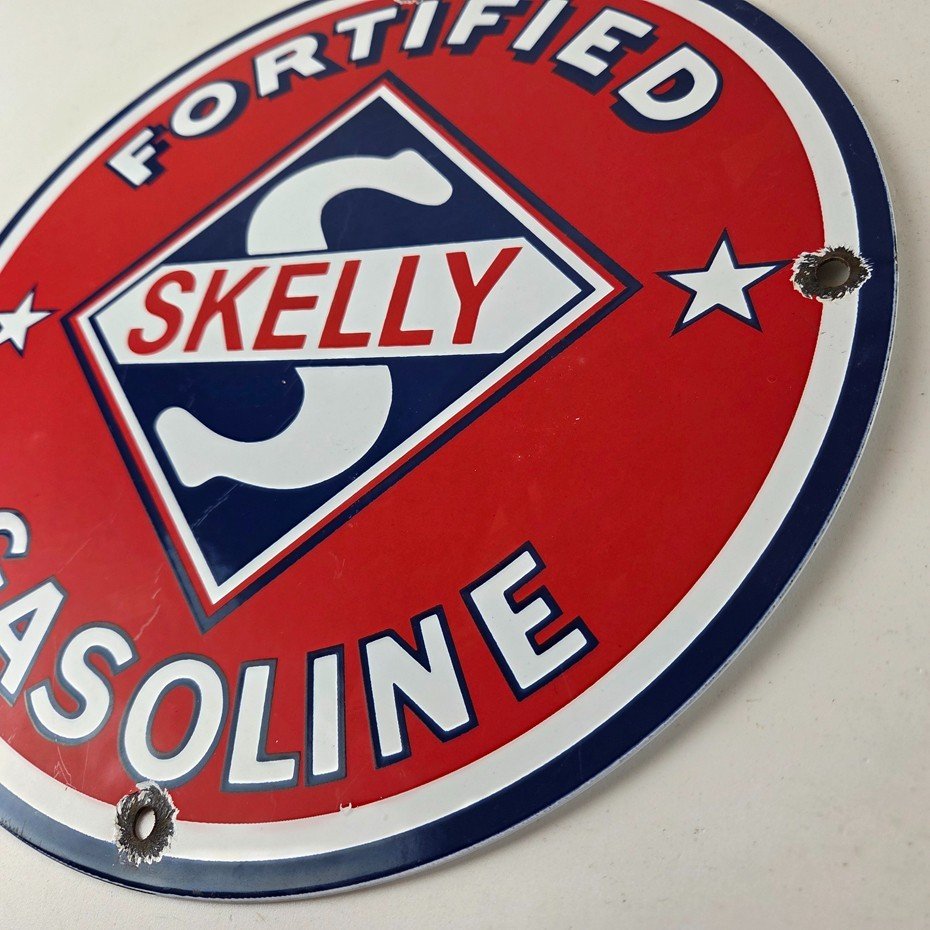 Vintage Gasoline Sign - Skelly Gas Motor Oil Service Station Pump Porcelain Sign - Image 13