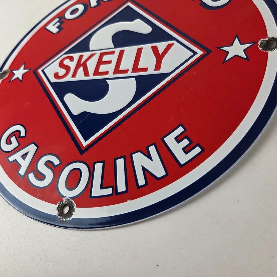 Vintage Gasoline Sign - Skelly Gas Motor Oil Service Station Pump Porcelain Sign - Image 14