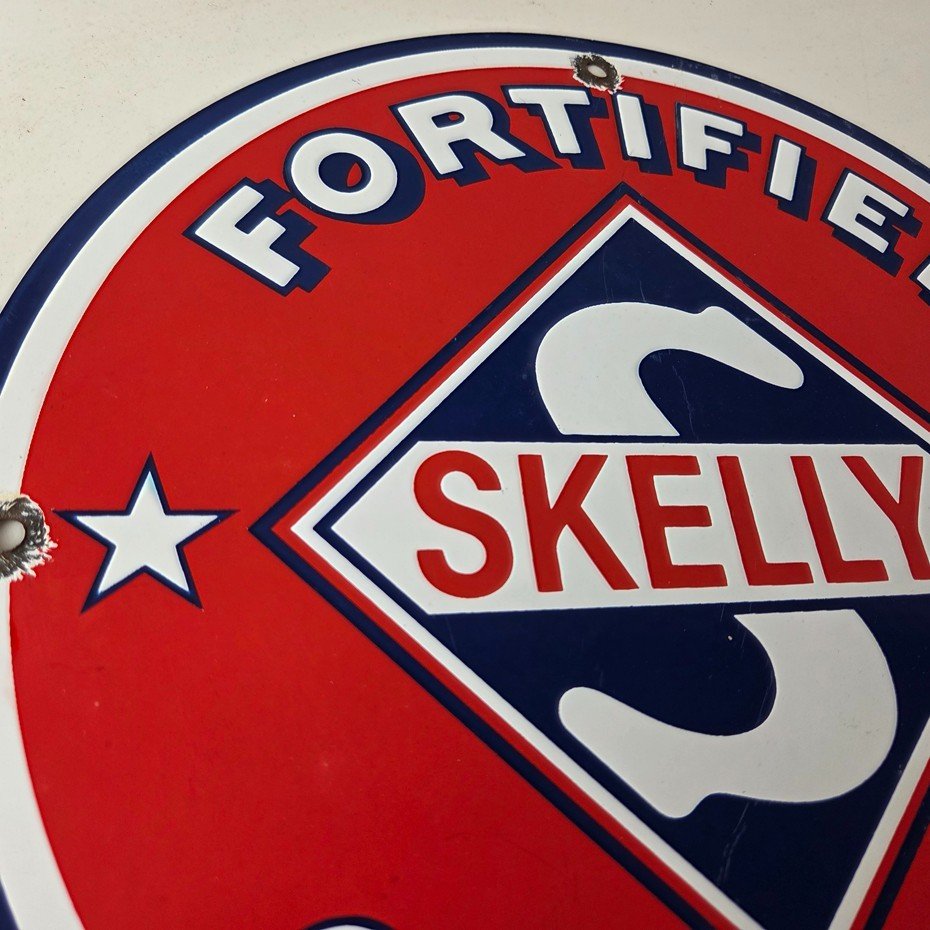 Vintage Gasoline Sign - Skelly Gas Motor Oil Service Station Pump Porcelain Sign - Image 5
