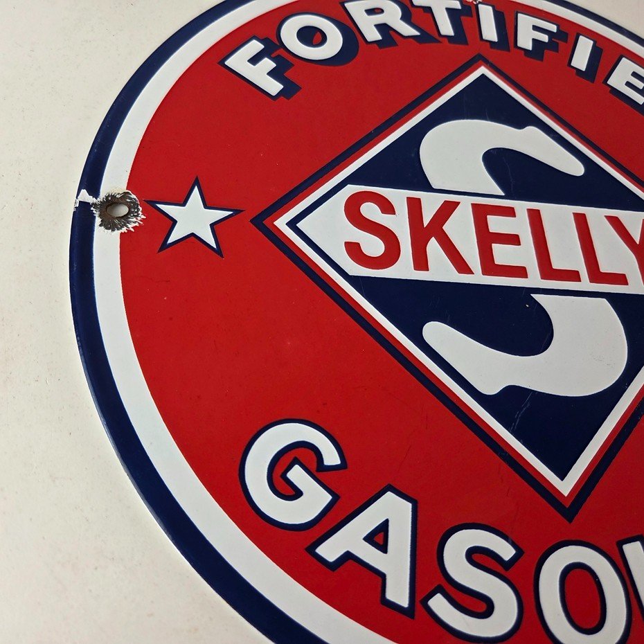 Vintage Gasoline Sign - Skelly Gas Motor Oil Service Station Pump Porcelain Sign - Image 6