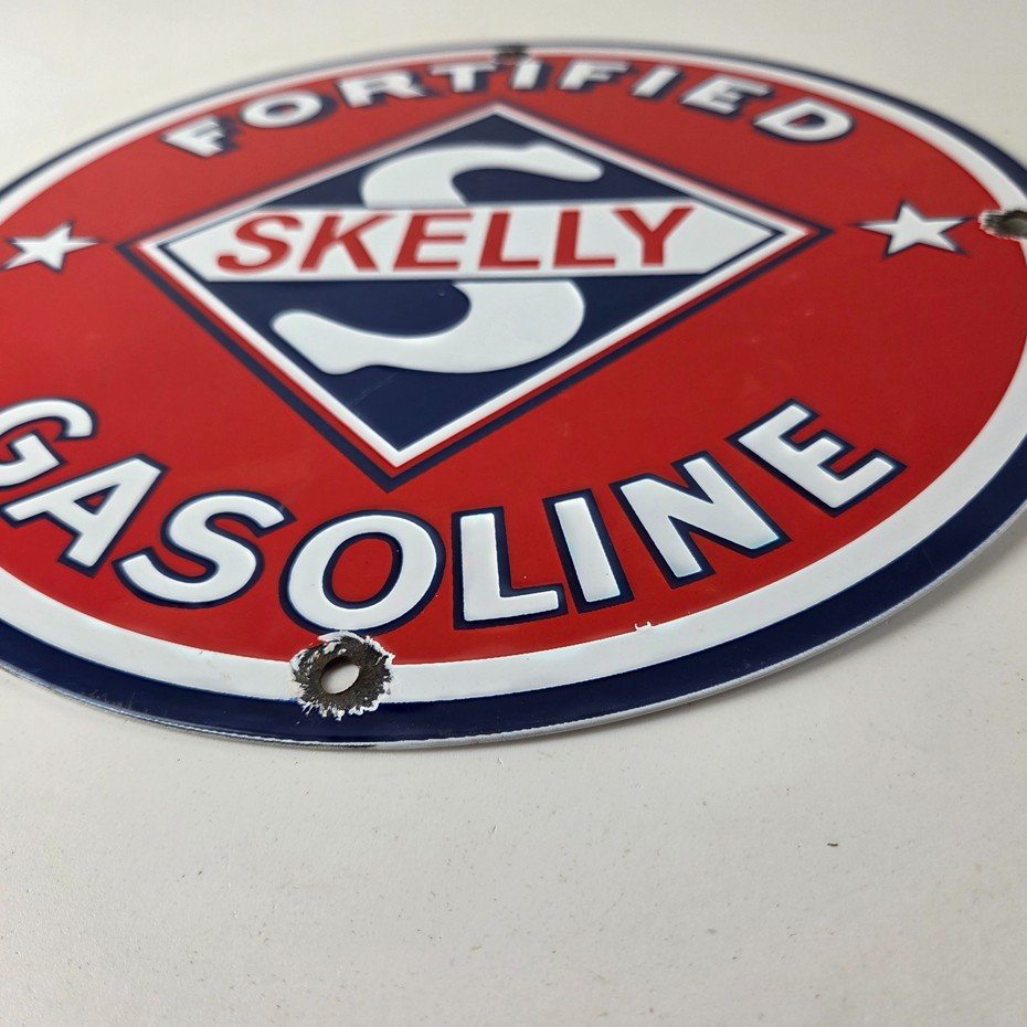 Vintage Gasoline Sign - Skelly Gas Motor Oil Service Station Pump Porcelain Sign - Image 10