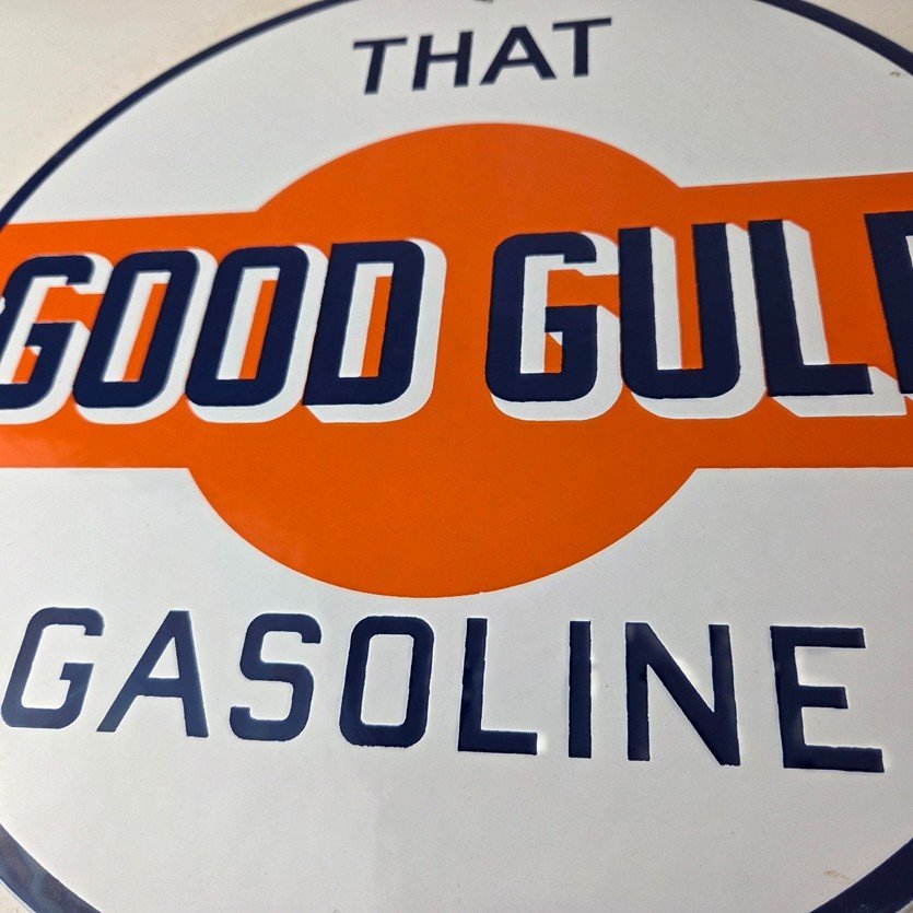 Vintage Good Gulf Gasoline Sign - Service Station Gas Pump Plate Service Sign - Image 4