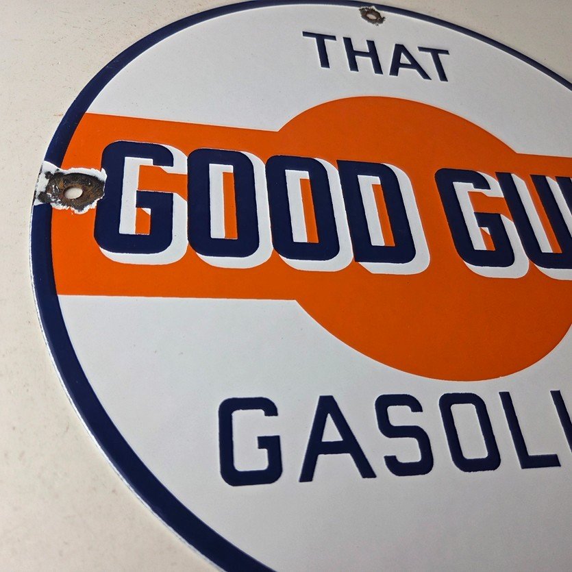Vintage Good Gulf Gasoline Sign - Service Station Gas Pump Plate Service Sign - Image 6