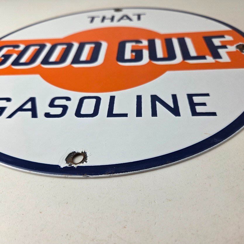Vintage Good Gulf Gasoline Sign - Service Station Gas Pump Plate Service Sign - Image 10