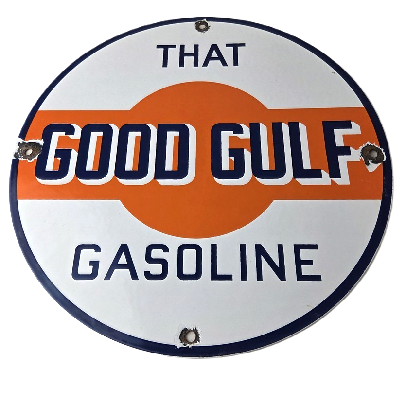 Vintage Good Gulf Gasoline Sign - Service Station Gas Pump Plate Service Sign