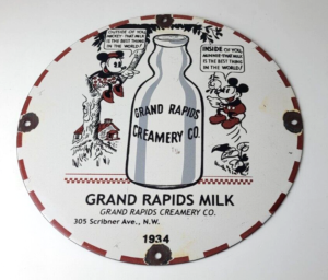 Vintage Grand Rapids Creamery Sign Mickey Mouse Drink Milk Gas Service Sign 305854821581