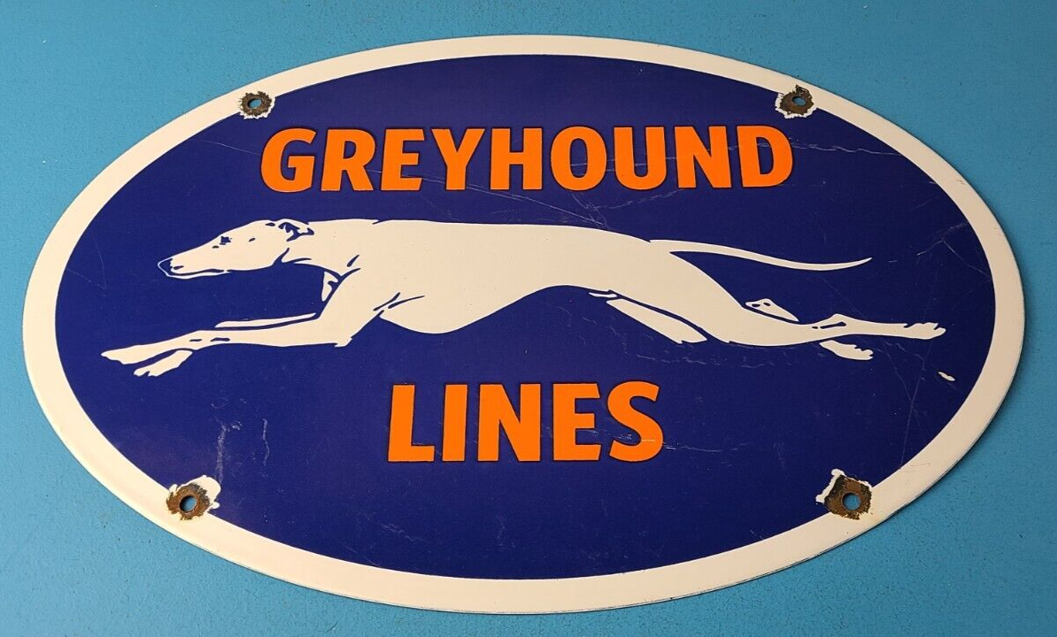 Vintage Greyhound Porcelain Sign Bus Line Company Gas Pump Sign 305885366251