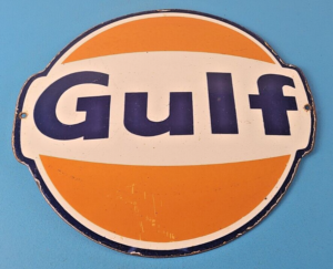 Vintage Gulf Gasoline Sign Large Service Station Gas Pump Advertising Sign 305867979351