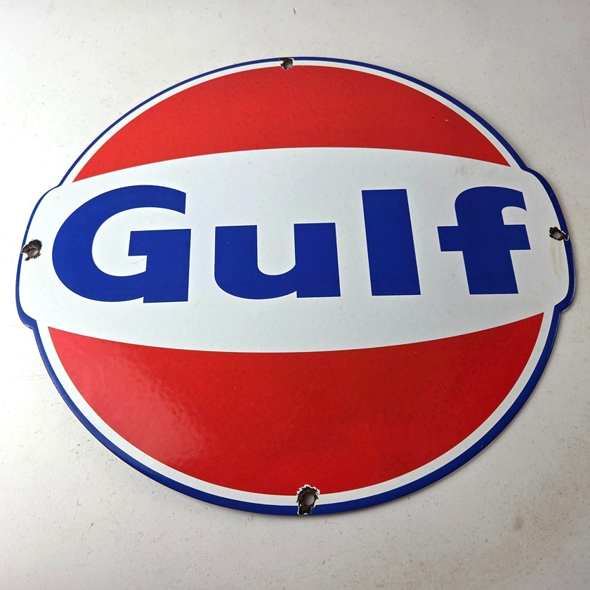 Vintage Gulf Gasoline Sign - Large Service Station Gas Pump Advertising Sign - Image 15