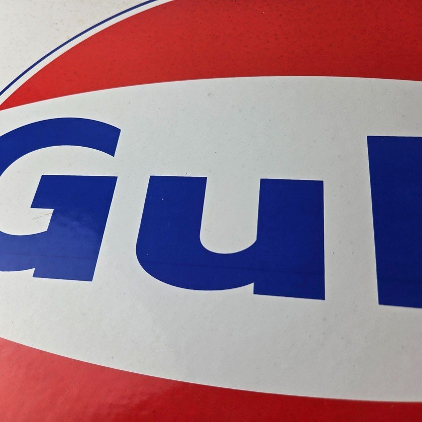 Vintage Gulf Gasoline Sign - Large Service Station Gas Pump Advertising Sign - Image 3