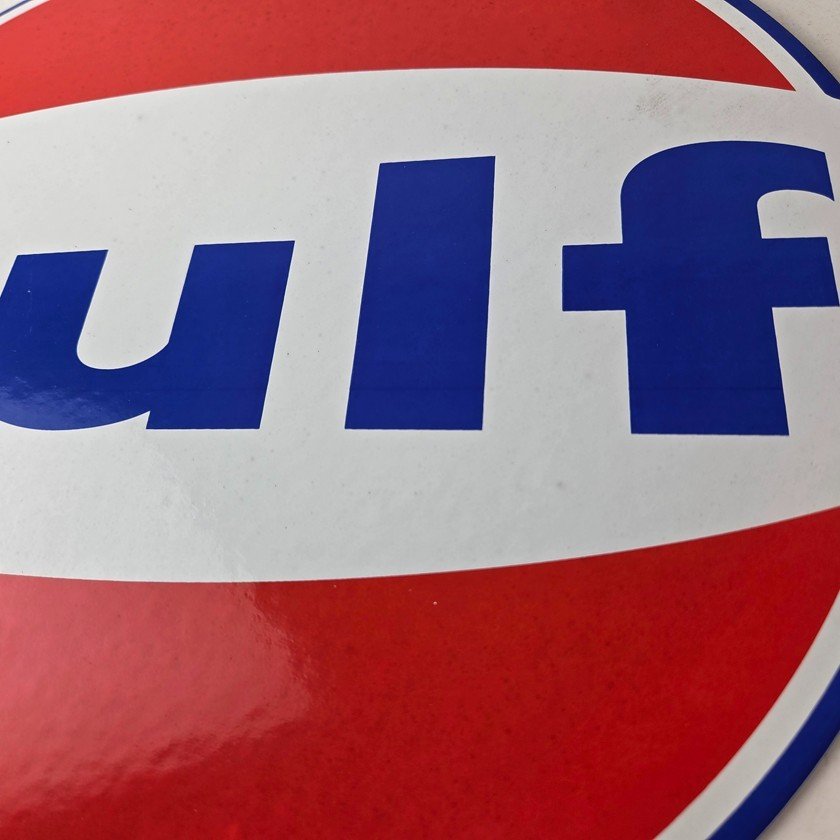 Vintage Gulf Gasoline Sign - Large Service Station Gas Pump Advertising Sign - Image 4