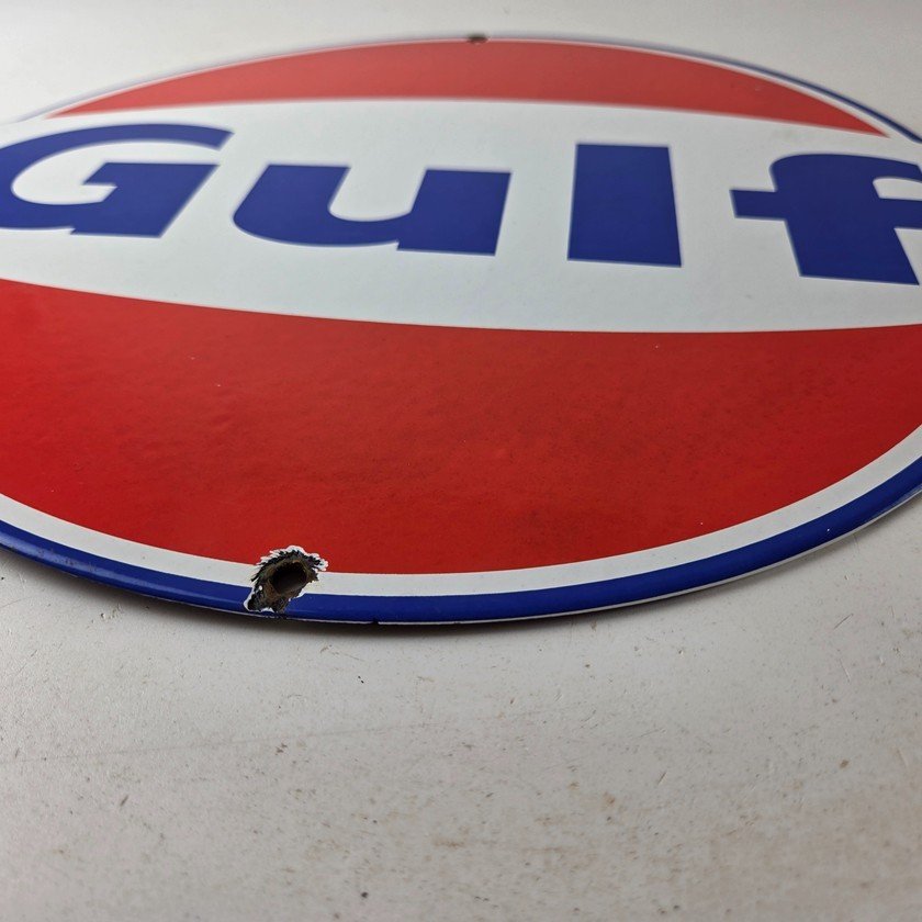 Vintage Gulf Gasoline Sign - Large Service Station Gas Pump Advertising Sign - Image 10