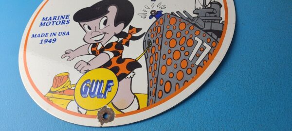 Vintage Gulf Gasoline Sign Pride Oil Marine Gas Pump Station Porcelain Sign 305863548621 9