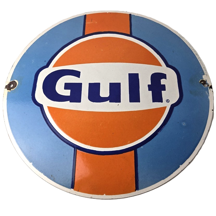 Vintage Gulf Gasoline Sign - Racing Service Station Gas Pump Plate Service Sign
