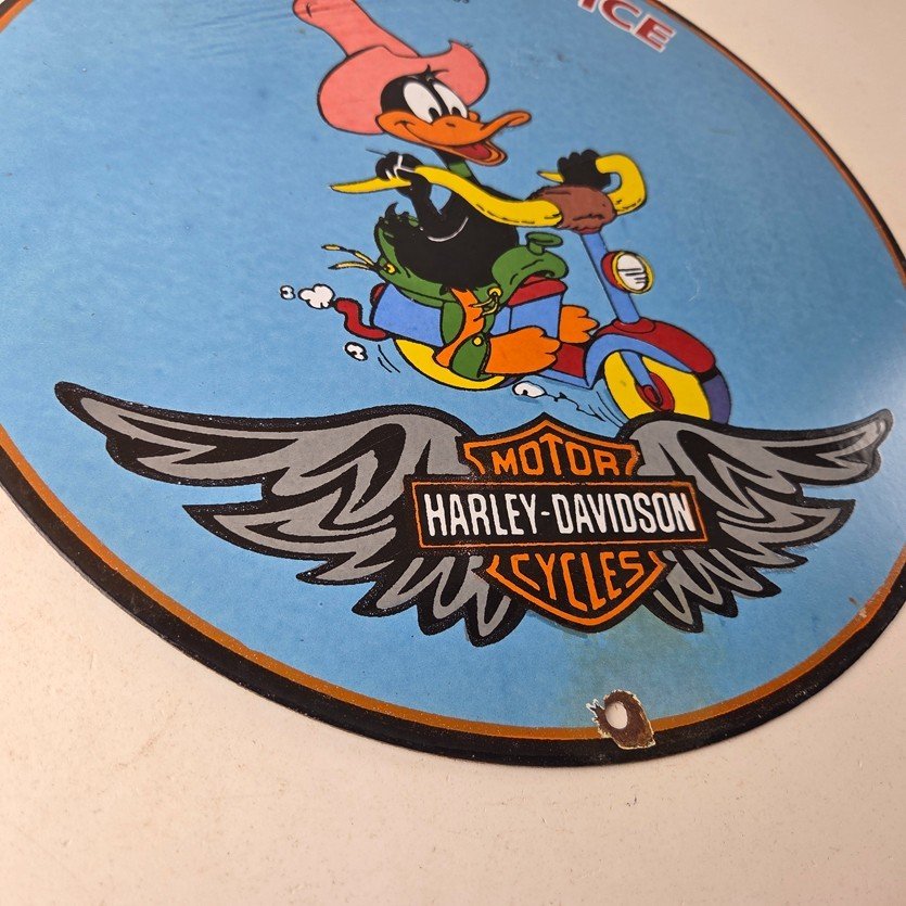 Vintage Harley Davidson Motorcycles Sign - Biker Porcelain Service Gas Pump Sign - Image 11