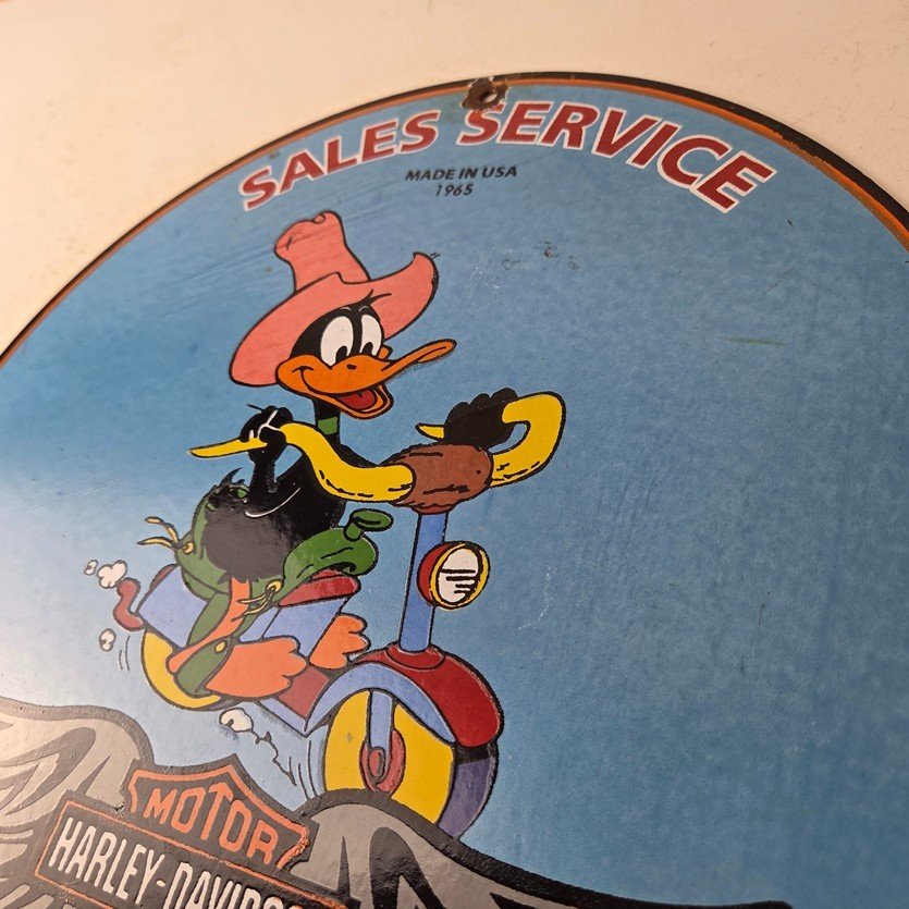 Vintage Harley Davidson Motorcycles Sign - Biker Porcelain Service Gas Pump Sign - Image 12