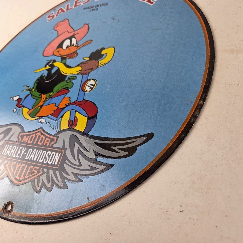 Vintage Harley Davidson Motorcycles Sign - Biker Porcelain Service Gas Pump Sign - Image 13