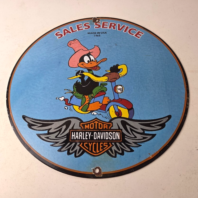 Vintage Harley Davidson Motorcycles Sign - Biker Porcelain Service Gas Pump Sign - Image 15