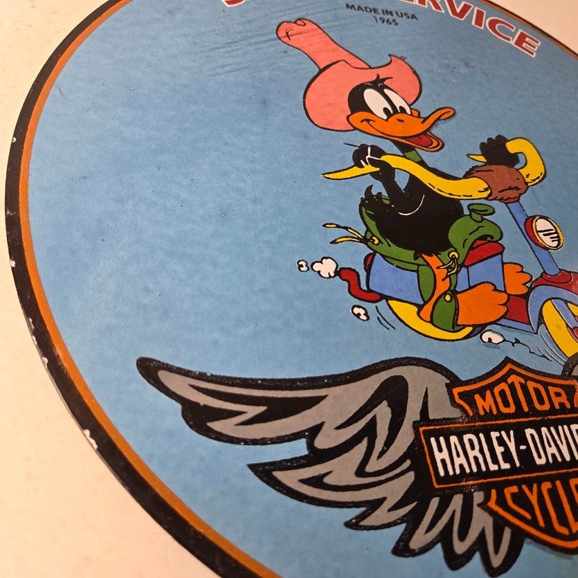 Vintage Harley Davidson Motorcycles Sign - Biker Porcelain Service Gas Pump Sign - Image 6