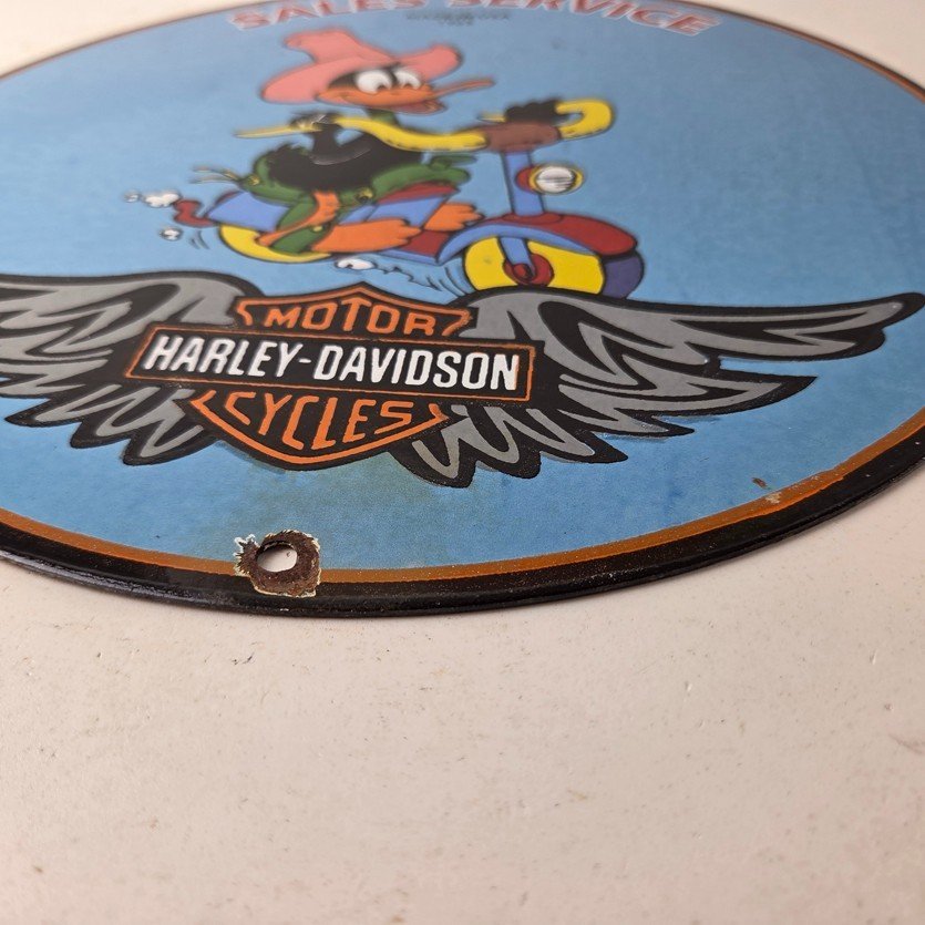 Vintage Harley Davidson Motorcycles Sign - Biker Porcelain Service Gas Pump Sign - Image 10