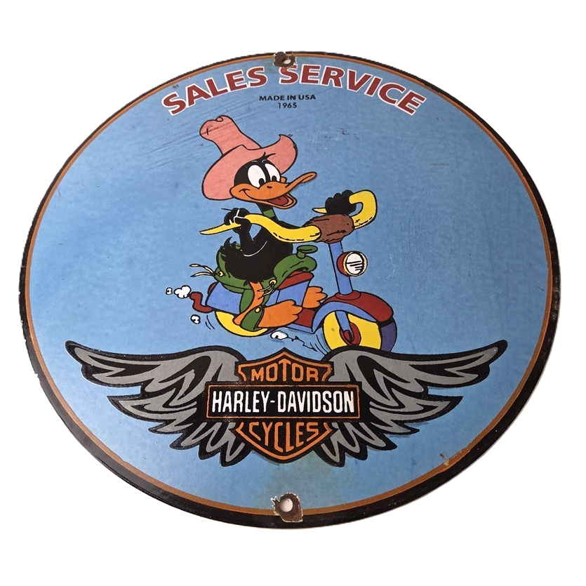 Vintage Harley Davidson Motorcycles Sign - Biker Porcelain Service Gas Pump Sign