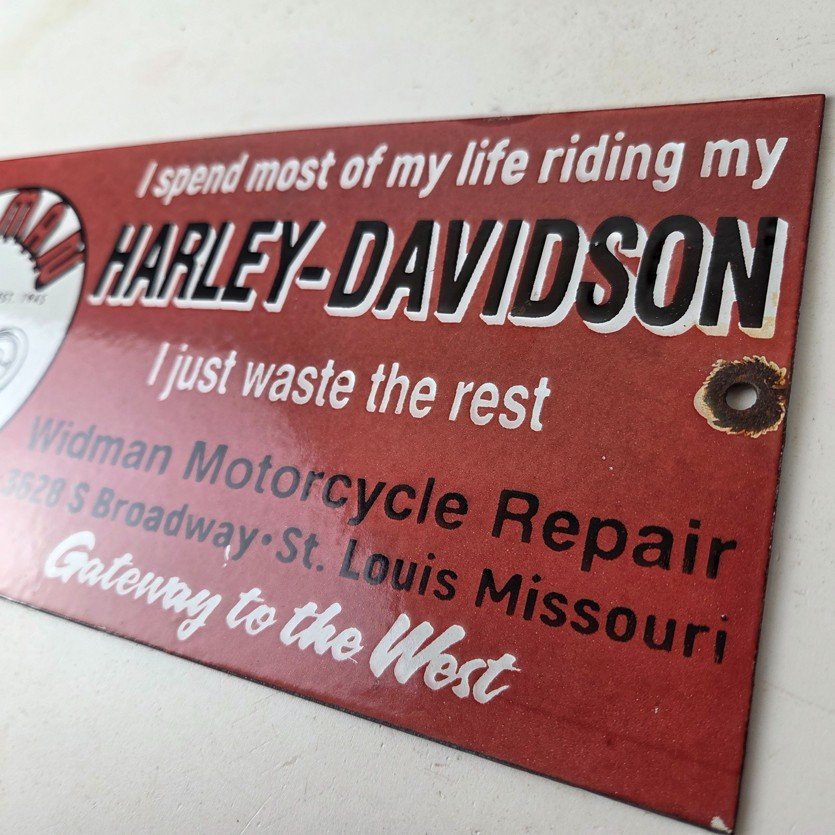 Vintage Harley Davidson Motorcycles Sign - Repair Shop Gas Pump Porcelain Sign - Image 12