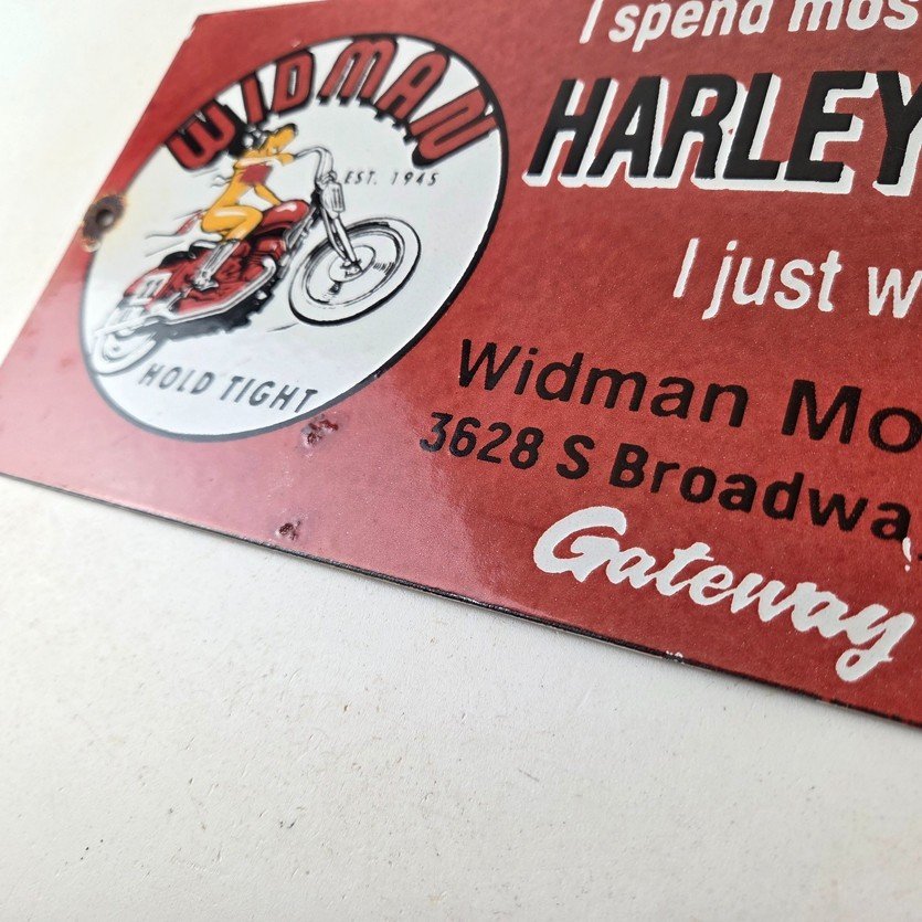 Vintage Harley Davidson Motorcycles Sign - Repair Shop Gas Pump Porcelain Sign - Image 14