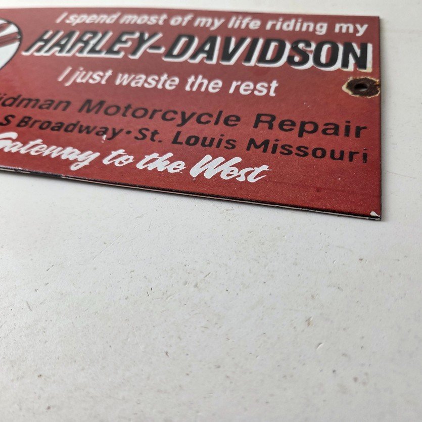 Vintage Harley Davidson Motorcycles Sign - Repair Shop Gas Pump Porcelain Sign - Image 10