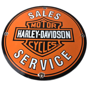 Vintage Harley-Davidson Sales Service Porcelain Sign - Bar Shield Logo Sign