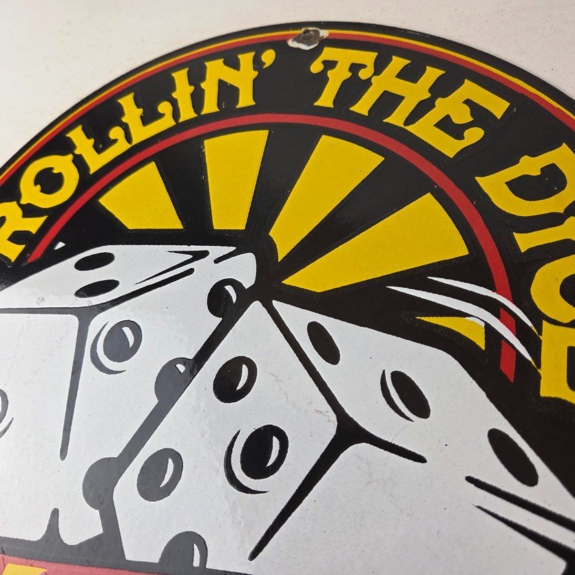 Vintage Hot Wheels Sign - Dice Die Cast Cars Porcelain Gas Station Pump Sign - Image 12