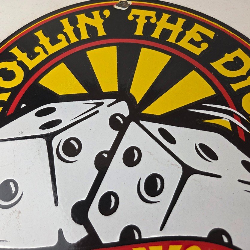 Vintage Hot Wheels Sign - Dice Die Cast Cars Porcelain Gas Station Pump Sign - Image 3