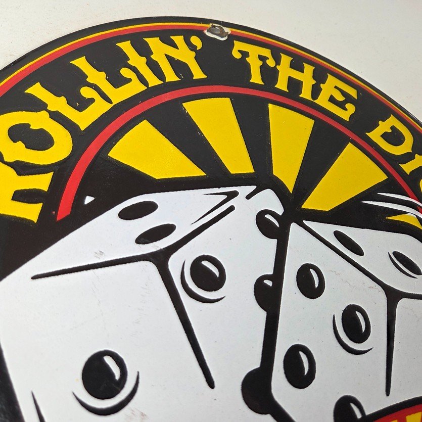 Vintage Hot Wheels Sign - Dice Die Cast Cars Porcelain Gas Station Pump Sign - Image 5