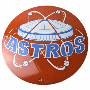 Vintage Houston Astros Sign - MLB Baseball Stadium Texas Porcelain Gas Sign