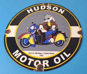 Vintage Hudson Motor Oil Sign Gas Service Station Pump Porcelain Sign 305855029581