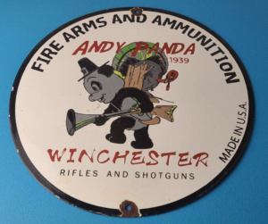 Vintage Hunting Sign Winchester Rifles Firearms Advertisement Porcelain Sign 305856791881