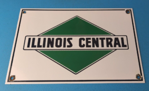 Vintage Illinois Central Sign Railroad Porcelain Gas Pump Transportation Sign 305869915701