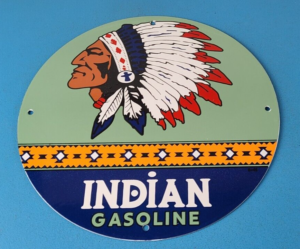 Vintage Indian Gasoline Sign American Chief Gas Pump Porcelain Sign 305872637971