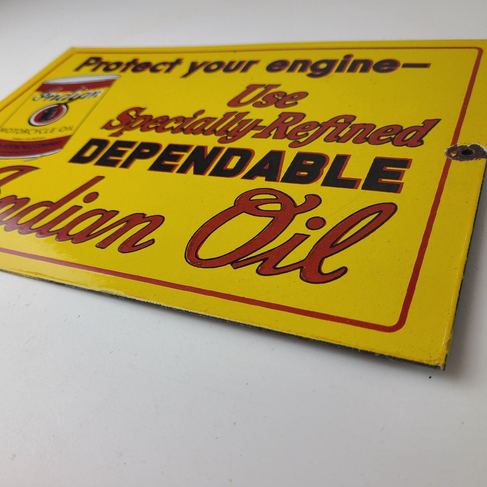 Vintage Indian Motorcycle Oil Sign - Porcelain Part Motor Service Parts Gas Sign - Image 10