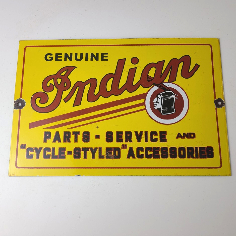 Vintage Indian Motorcycle Sign - Porcelain Parts Motor Service Parts Gas Sign - Image 12